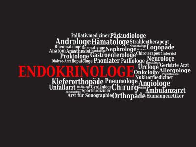 Verschiedene Fachärzte, Endokrinologe ist rot hervorgehoben.
