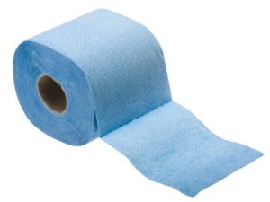 blaue Toilettenpapierrolle